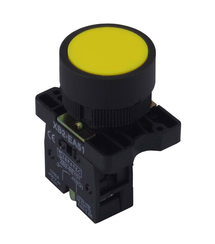 Botão de Impulso Plástico com  Bloco Removível XB2-EA51 Amarelo 1NA